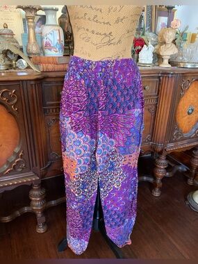 Vintage Paisley Print Boho Hippie Gypsie Harem Pants Leggings